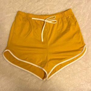 Yellow and white lined shorts, high waisted, size small